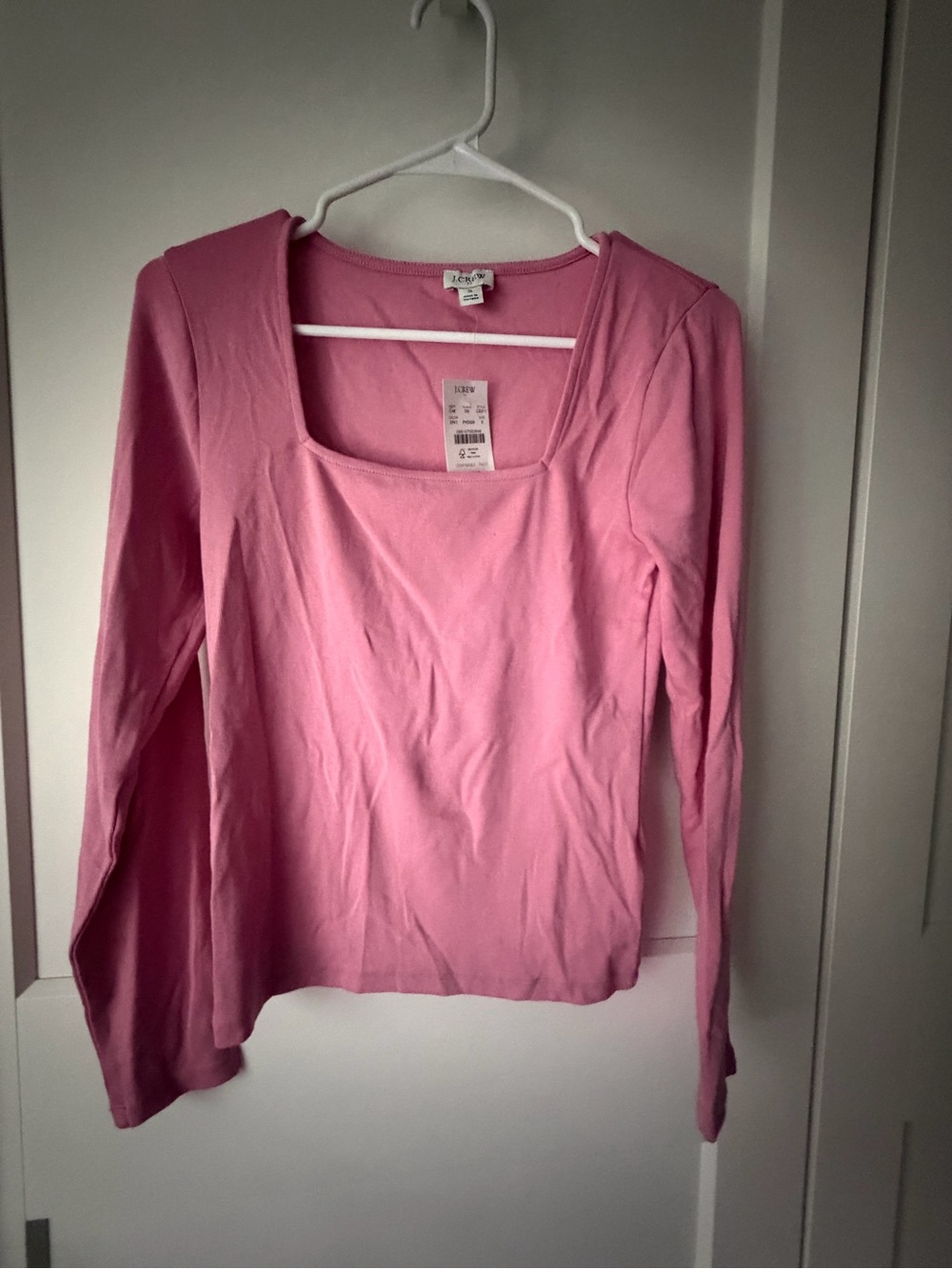 J. Crew Pink Square-Neck Long Sleeve Top S - preppy feminine balletcore